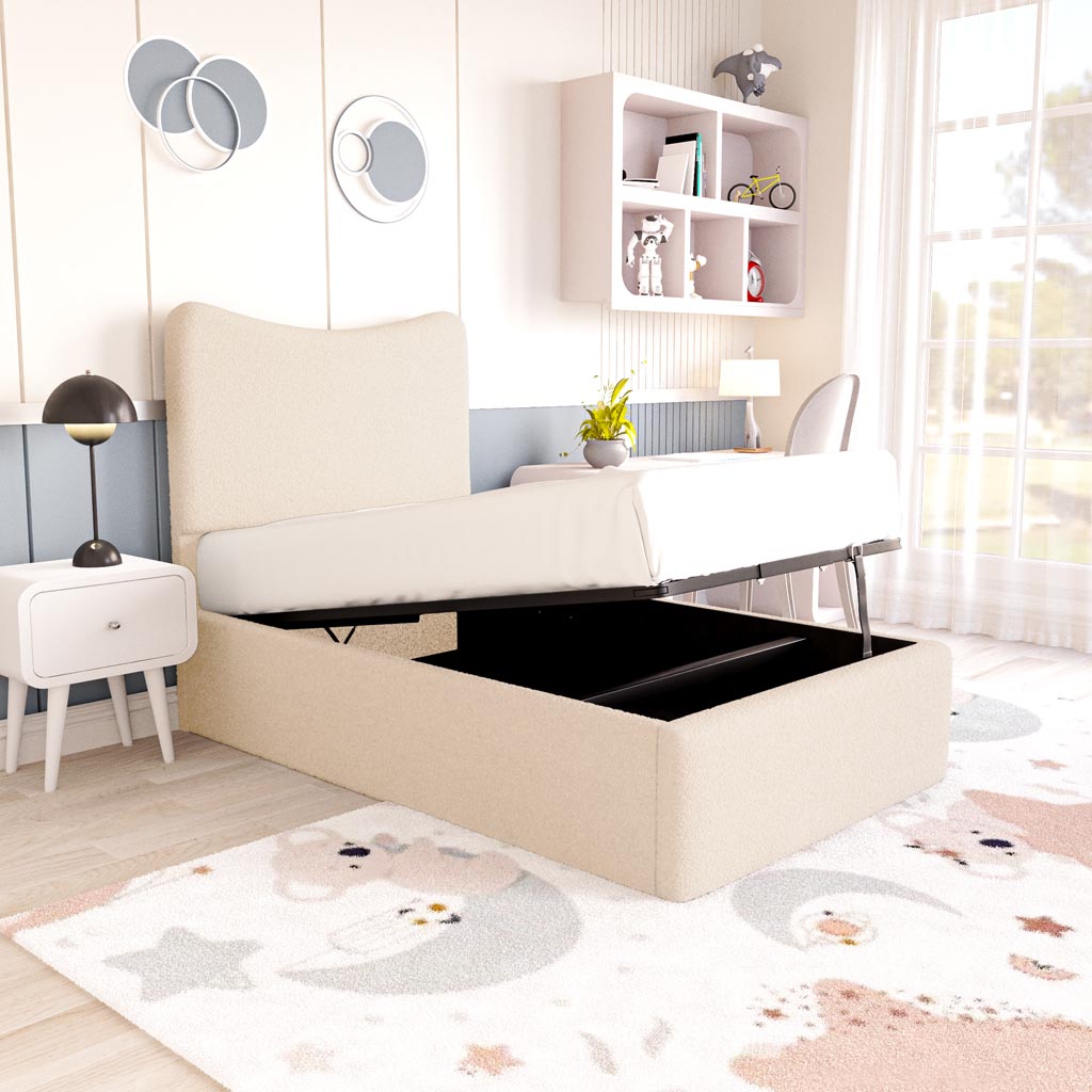 Cairo Kids Upholstered Bed - Cream Boucle