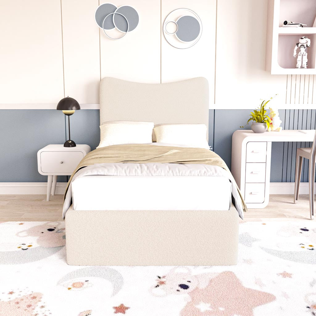 Cairo Kids Upholstered Bed - Cream Boucle